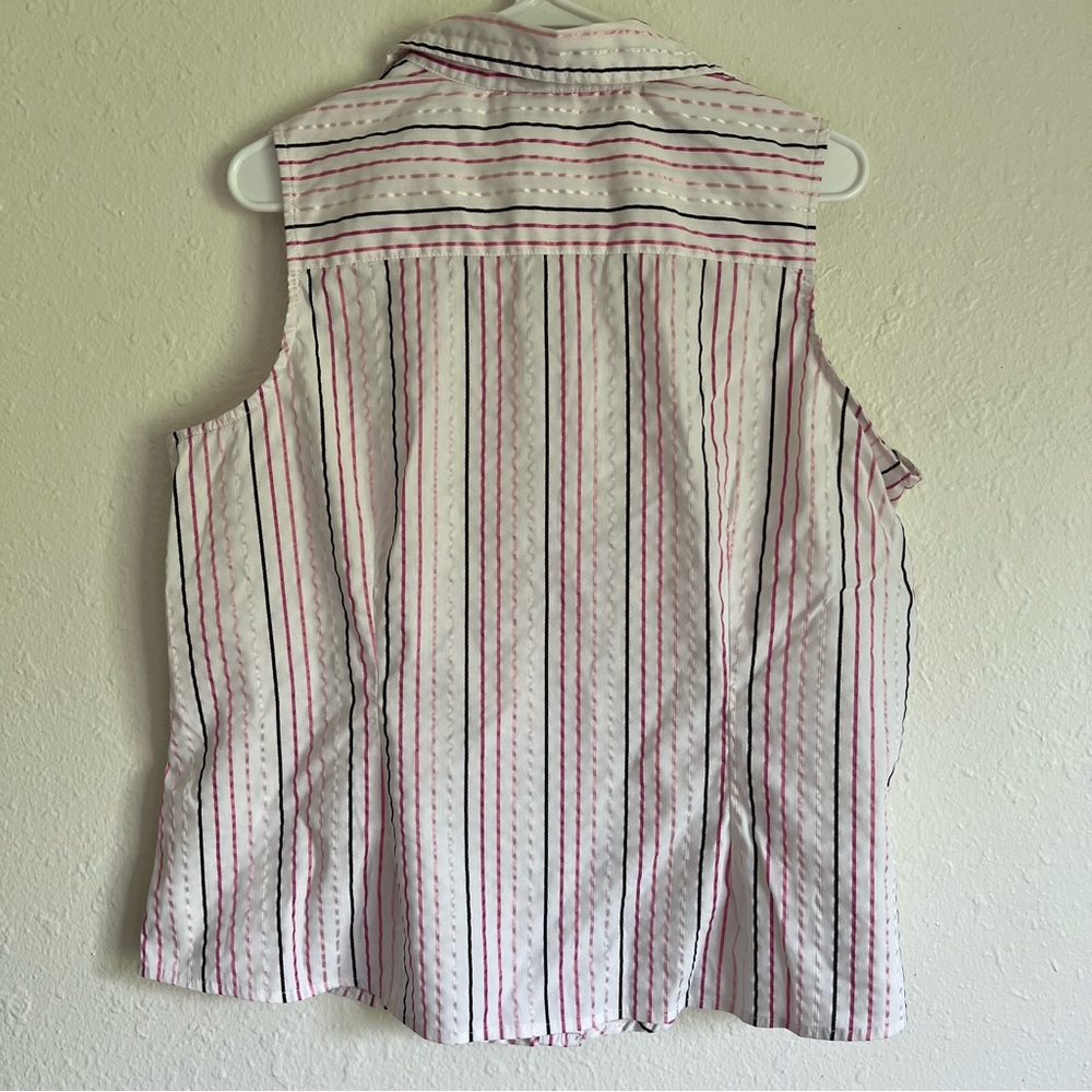 Size 18/20 W Studio 1940 Women’s Stripped Button Sleeveless Blouse - Picture 4 of 5
